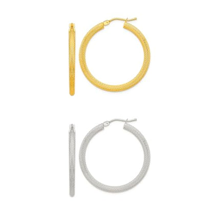 2 Pairs Gold/Silver Hoop Earrings For Women Set Trendy,14K Plated Gold Chunky Huggie Hoop Earings Pack,Oval Twisted Statement Silver Hoops,Fashion Jewelry Gift - color: 4) dapple hoop