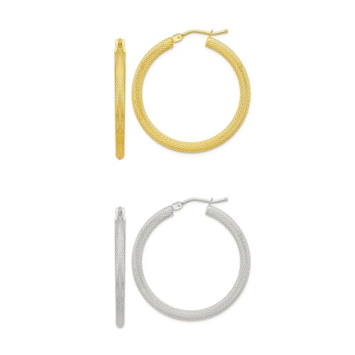 2 Pairs Gold/Silver Hoop Earrings For Women Set Trendy,14K Plated Gold Chunky Huggie Hoop Earings Pack,Oval Twisted Statement Silver Hoops,Fashion Jewelry Gift - color: 4) dapple hoop