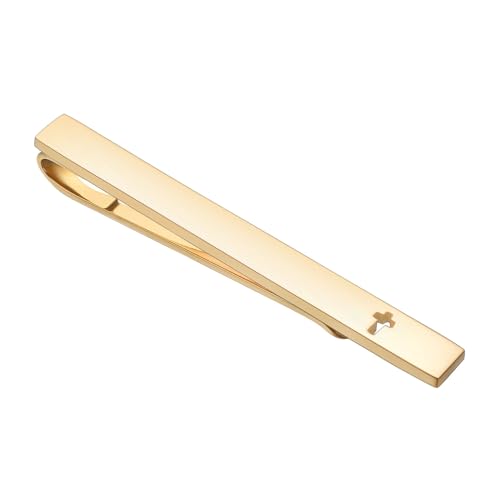 Unique Cross Tie Clips For Men Silver Black Gold Religious Christian Tie Clips For Men's Tie Accessories - style: gold cross tie clip