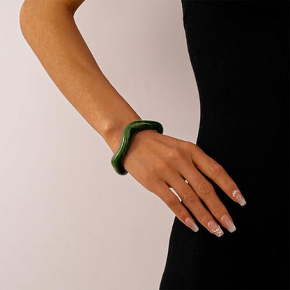 Acrylic Chunky Bangle Bracelets for Women Open Resin Bangles Fashions Irregular Geometric Cuff Wristband Bracelet Statement Jewelry