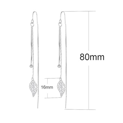 925 Sterling Silver Dangle Earrings with Charms Heart, Water drop, Moon, Star Long Drop Earring for Women Jewelry Gifts Hypoallergenic - color: leaf hanging