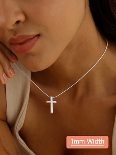 FaithHeart 1/1.2/1.5/2mm Snake Chain Necklace for Women, Silver/Black/14K Gold/Rose Gold Plated Stainless Steel Snake Necklace Smooth Dainty Thin Women's Chains, Length 14-30" with Gift Box - color: Silver