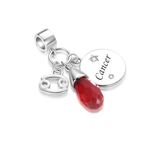 LSxAB Birthday Birthstone Zodiac Sign Charm Compatible with Pandora Charms Bracelets for Women - style: 07 Cancer