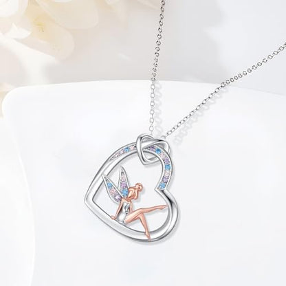 Fairy Gift Necklace/Earrings for Women 925 Sterling Silver Angel Elf Jewelry Gifts for Daughter - color: Necklace-A