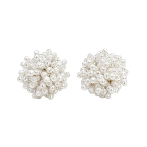 Pearl Cluster Stud Earrings for Women, Cream White Simulated Pearl Statement Earrings, Elegant Chunky Jewelry for Wedding Bride Bridesmaid Prom Party Gifts