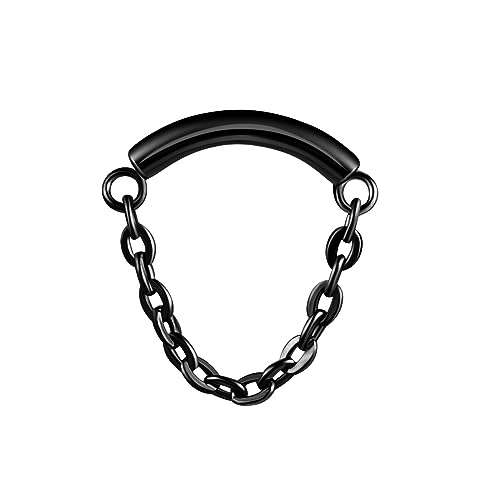 BelezaDosas G23 Titanium Labret Studs Threadless Push-in Labret Press Fit 16G Cluster Helix Lobe Conch Tragus Push Back Piercing Jewelry - style: black chain