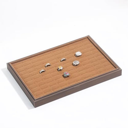 Wood Jewelry Organizer Tray, Rings Display (Brown, 2Pc, Rings) | Stackable Jewelry Display, Rings Holder, Rings Organizer, Rings Tray, Earrings Organizer - size: Rings+Rings