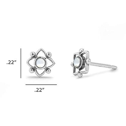 Boma Jewelry Sterling Silver Flower Shaped Dot Stud Earring - color: Mother of Pearl
