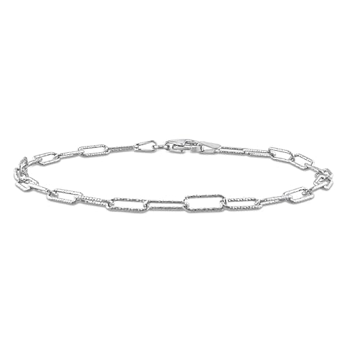 Italian 925 Sterling Silver Fancy Paperclip Chain Bracelet - For Men & Women - Available in Silver, Yellow Gold or Rose Gold - Various Lengths and Widths - color: Silver, size: 9 Inch - Average Men Size