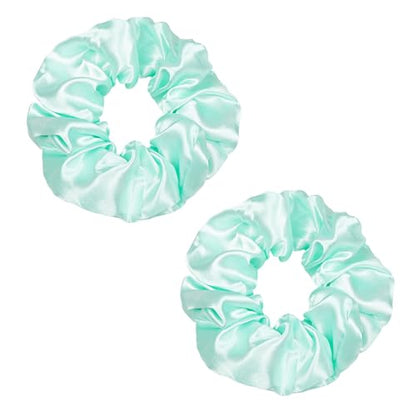 Ivyu 16 Pcs Scrunchies for Women's Thick Curly Hair, Bright Green Satin Hair Scrunchies for Girls, Big Scrunchies for Hair Ties, Ponytail Holders, Cute Pony Tails, No Crease Hair Ties, No Damage - color: Bright Green
