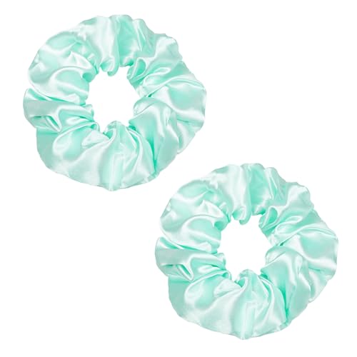 Ivyu 16 Pcs Scrunchies for Women's Thick Curly Hair, Bright Green Satin Hair Scrunchies for Girls, Big Scrunchies for Hair Ties, Ponytail Holders, Cute Pony Tails, No Crease Hair Ties, No Damage - color: Bright Green