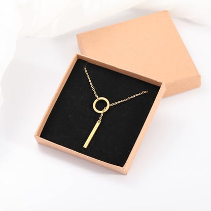 Slip Chain Lariat Necklace for Women Circle Bar Y Shaped Drop Pendant | Long Necklaces for Women Trendy Jewelry