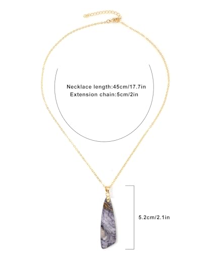 Nature Stone Necklaces for Women Boho Pendant Necklace 18K Gold Chain Necklaces - color: White Blue