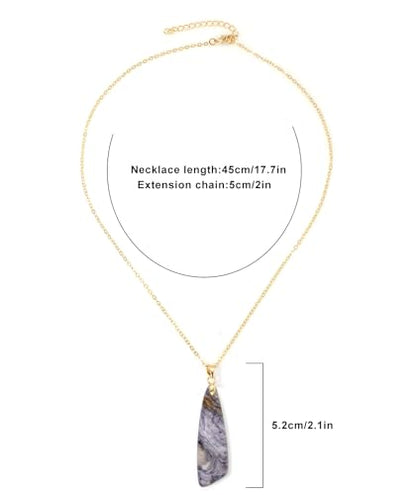 Nature Stone Necklaces for Women Boho Pendant Necklace 18K Gold Chain Necklaces - color: White Blue