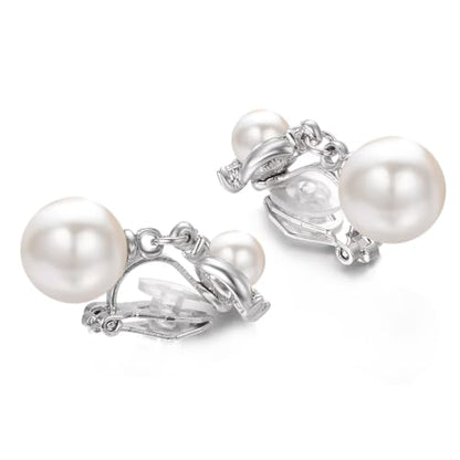 Yoursfs Pearl Dangle Clip On Earrings for Women Vintage Faux Pearl Earrings Non Pierced Crystal Earring - style: Pearl Dangle Clip On Earrings