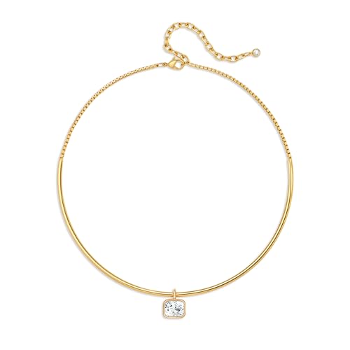 14K Gold Plated Collar Choker Necklace for Women Charm Jewelry | Trendy Dainty Statement Fashion Cubic Zirconia Pendant Necklace - color: 90A
