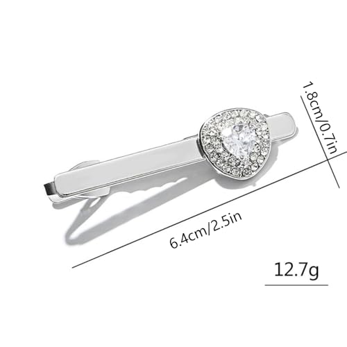 Rhinestone Triangle Tie Clip Bar for Men Silver Plated Fashion Crystal Geometric Birthstone Business Necktie Suit Shirt Tuxedo Formal Wear Brooch Dress Accessories Dainty Party Jewelry - color: Clear CZ