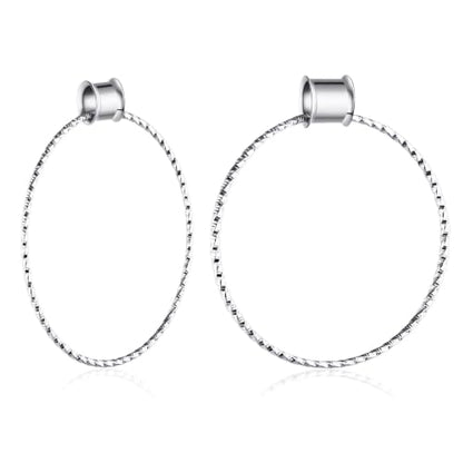 Aienid Large Hoop Ear Gauges Stainless Steel Double Flared Tunnels Plugs for Women 6mm-20mm Body Piercing Jewelry - color: Silver, size: 16mm (5/8")