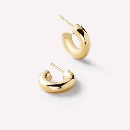 CONRAN KREMIX Waterproof Chunky Gold Hoops Earrings for Women Non Tarnish, Thick Gold Plated Circle Open Hoop,Lightweight Hollow Earrings Trendy - color: 19MM-Gold