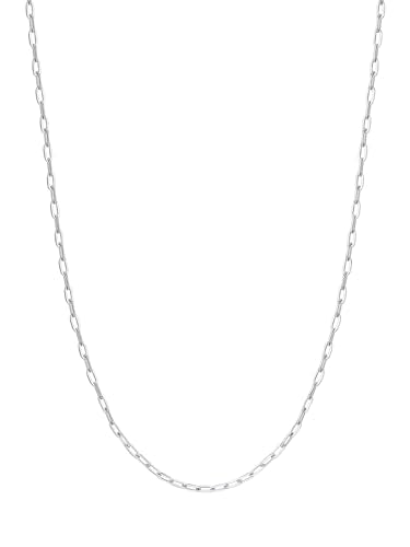 FindChic Paperclip Chain Necklace for Women 4 Colors 14"-24" for layering | Waterproof Stainless Steel Chains 18K Gold Plated/Rose Gold/Black/Silver 2" extender Dainty stacked Necklace for Women - color: 1.8mm-Silver