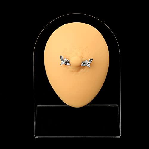 Nipple Barbell 14g Piercing Jewelry with Sparkling CZ Stones - Perfect for Halloween Body Piercing