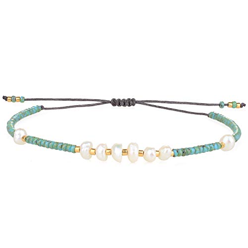 KELITCH Womens Pearl Bracelets Friendship Bracelet Handmade Miyuki Beads Charm Bracelet Holiday Gift - color: 22G