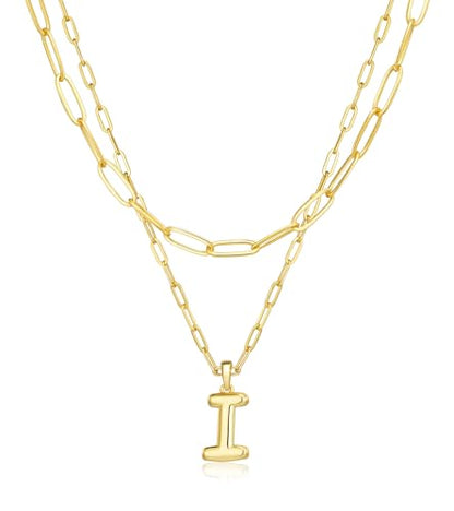 adoyi Dainty Heart Initial Necklaces 14K Gold Plated Layered Letter A-Z Pendant Necklace Stack Trendy Jewelry Birthday Valentines Gifts for Women Jewelry - color: Gold-Letter, style: I