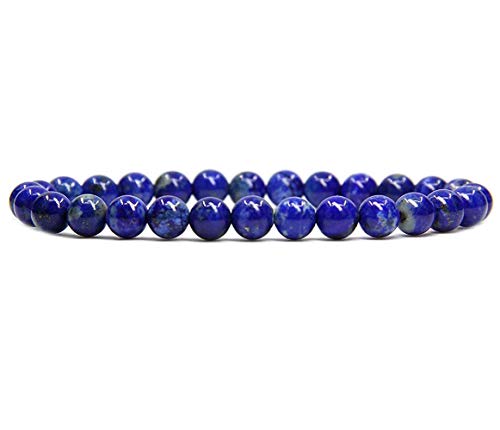 Angelstones Gemstones 6mm Round Beads Healing Crystal Bracelet for women | Natural Gemstone, Handmade Gifts for Women, Healing Crystal Round Beaded Stretch Bracelets, Unisex Jewelry for Women and Men - color: Lapis Lazuli