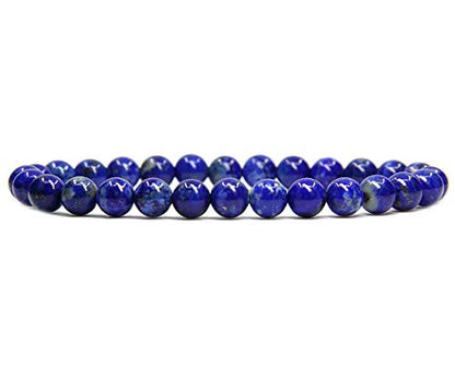 Angelstones Gemstones 6mm Round Beads Healing Crystal Bracelet for women | Natural Gemstone, Handmade Gifts for Women, Healing Crystal Round Beaded Stretch Bracelets, Unisex Jewelry for Women and Men - color: Lapis Lazuli