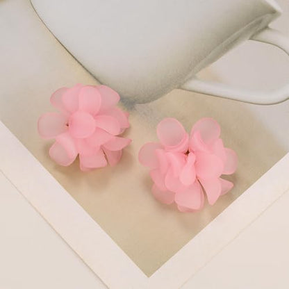 LAXPICOL Fashion Flower Clip On Earrings For Women Cute Lovely Acrylic Flower Earrings No piercing Earrings - color: pink