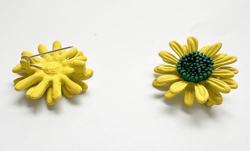 6 Pcs Daisy Flower Brooches, Sunflower Lapel Pins, Sun Flower Brooches, Floral Lapel Pins for Women Fashion Jewelry Accessories - color: Yellow