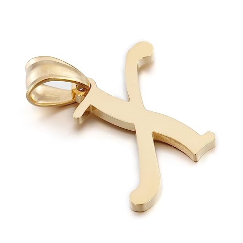 Initial Charms Gold Initial Pendant 14k Gold Letter Charm Name Pendant for Women and Men - style: X