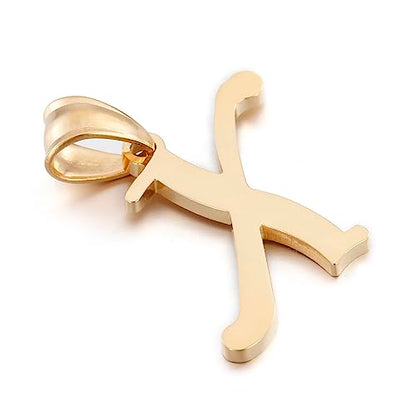 Initial Charms Gold Initial Pendant 14k Gold Letter Charm Name Pendant for Women and Men - style: X