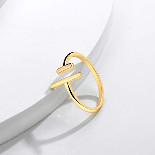 Valloey Rover Gold Rings for Women Non Tarnish Thumb Ring | 14k Gold Plated Adjustable Open Cross Wedding Rings Waterproof Fashion Statement Jewelry for Women Trendy Gift - color: 2BAR