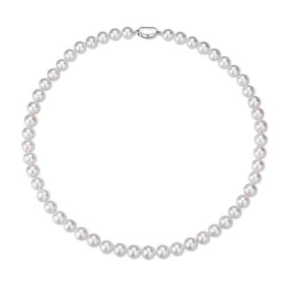 White Genuine Freshwater Cultured Pearl Necklace For Women And Men | Full Sizes from 3mm to 14mm Freshwater Pearls, AAA Grade & Above, A Love Gift Choice For Anniversaries And Birthdays - size: 8-9mm 16in