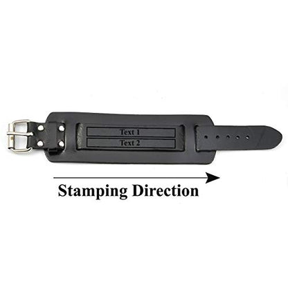 Jovivi Cutom Leather Bracelet - Personalized Punk Men Women Black Brown Wide Genuine Leather Wrap Cuff Bangle Bracelet Belts Wistband, Adjustable 7.2"-9" - color: Black(Engraving)