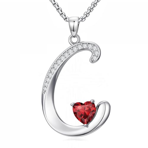 A to Z Initial Birthstone Pendant Necklaces Name Jewelry for Women | 18K White Gold Plated Personalized Alphabet Jewelry Anniversary Christmas Birthday Gifts for Wife Her Daughter Girlfriend - color: C Initial-01-Jan