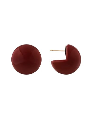 OJERRY Chunky Dome Ball Stud Earrings for Women - color: Red