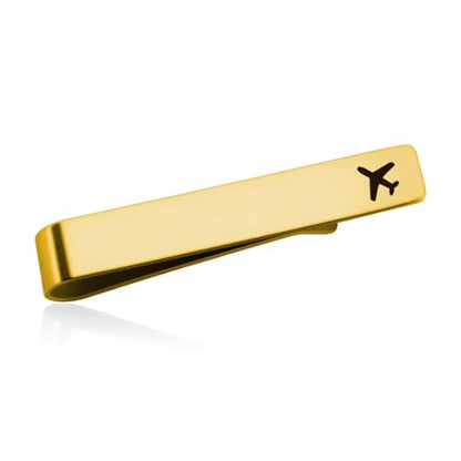 Mens Airplane Tie Clip for Boyfriend Husband Son Flight Attendant Accessories for Men - style: Gold base model