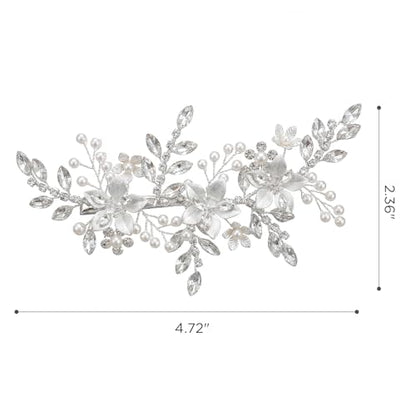 SWEETV Wedding Hair Clip for Brides Comb Bridal Hair Accessories Headpiece | Silver Handmade Flower Pearl Hair Comb Rhinestone Leaf Bridal Headpiece, Crystal Wedding Hair Pieces Brides Bridesmaids Women - color: Silver