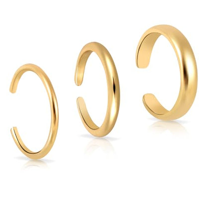Mikovivi 3pcs Adjustable Toe Rings, Thin Open Band Toe Rings Elegant Summer Beach Foot Jewellery for Woman - color: Gold