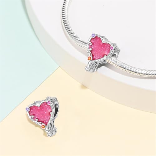KUNSIR Charms Beads fits Pandora Charm bracelets for Woman 925 Sterling Silver Dangle Pendant Bead Jewelry Beads Gifts Happy Birthday Charms for Women Bracelet&Necklace - style: Heart