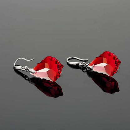 Austrian Crystal Baroque Teardrop Dangle Earrings for Women | 14K Gold-Plated,Hypoallergenic,Brilliant Facets,Fluid Movement,Easy-Wear Fishhook Fit,For Daily Wear And Special Occasions - color: Red