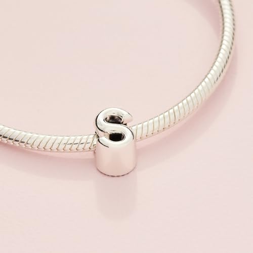 Pandora Alphabet Charm - Compatible Moments - Gift for Her - Made with Sterling Silver - with Gift Box - style: Letter S
