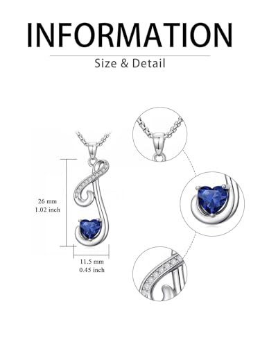 A to Z Initial Birthstone Pendant Necklaces Name Jewelry for Women | 18K White Gold Plated Personalized Alphabet Jewelry Anniversary Christmas Birthday Gifts for Wife Her Daughter Girlfriend - color: J Initial-09-Sept