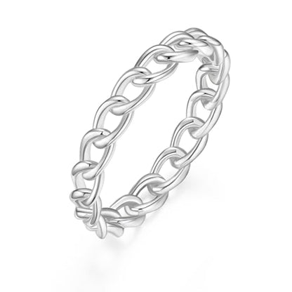 Mameloly 3.8mm 14K Gold Plated Wedding Bands for Women Stackable Open Chain Link Promise Engagement Rings Size 4-12 - color: Brass-Silver