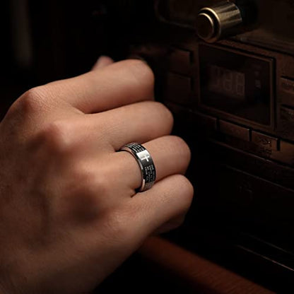 King Will Stainless Steel Men Ring Lord's Prayer Cross Ring Stainless Steel Men Wedding Ring, Wedding Band Bible Engraved Rings High Polished, Comfort Fit | 8mm, Gold/Silver/Black Wedding Band, Bible Engraved Rings, High Polished, Comfort Fit, Size 7-14 -
