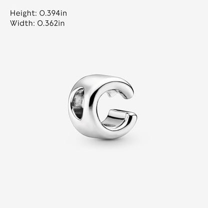 Pandora Alphabet Charm - Compatible Moments - Gift for Her - Made with Sterling Silver - with Gift Box - style: Letter C