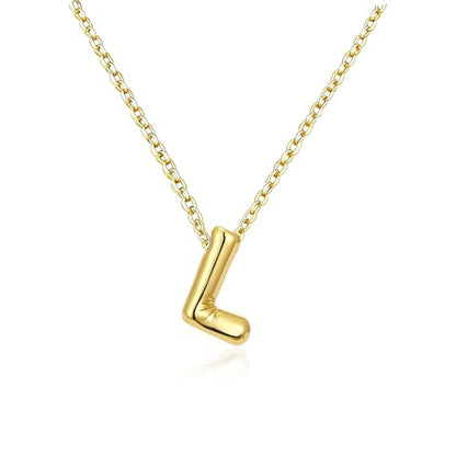 Gold Initial Necklace for Teen Girls Women Letter necklaces Jewelry Gifts | Gifts for Girls Women, Teen Girl Gifts Trendy Stuff, Bubble Letter Pendant Necklace - style: L