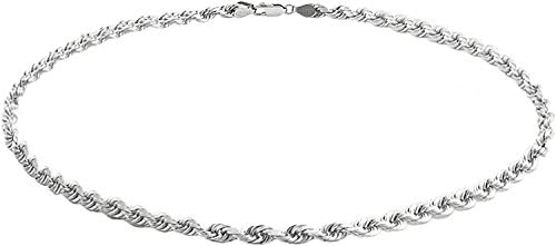Savlano 925 Sterling Silver Solid Italian Figaro, Rope,Herringbone, Curb, Ball Bead, Snake, Mariner Chain Anklet for Women, Comes in 0.8mm - 5mm With Gift Box - style: Rope 1mm